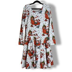 Boutique Girl’s Vintage Santa’s Sleigh Twirl Skater Dress Christmas size 12